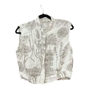 Laura Bianchi Top Women Large Gray 100% Linen NWOT